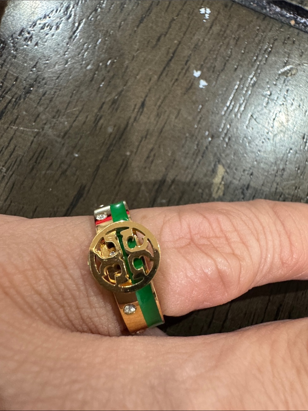 Gold and Green Fashion Ring Watch Accessory small size 6